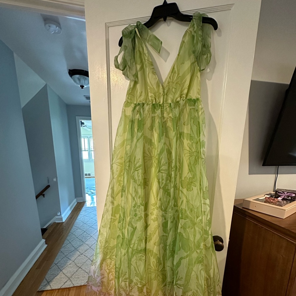 Staud Dandelion Ombre Green Floral Dress